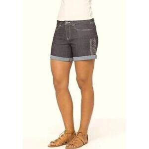 Prana Kara Denim Shorts Gray Embroidered Women’s Size 4 / 28 W3KARA114 EUC